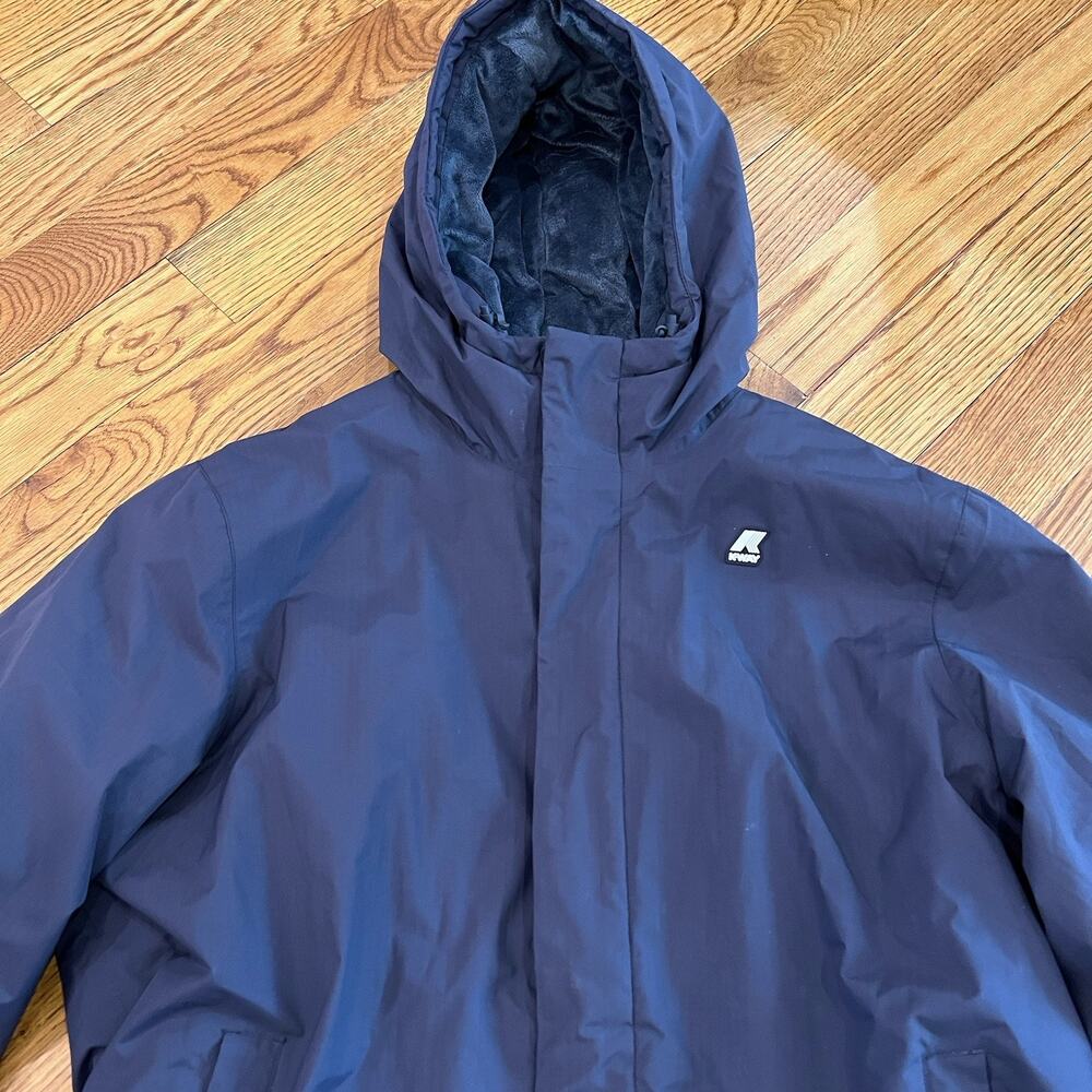 K-WAY Jack Ripstop Marmotta Full‎ Zip Fleece Lined Jacket Navy Blue Size XL - Picture 2 of 16